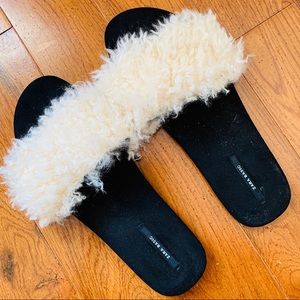 Zara faux shearling flat sandals